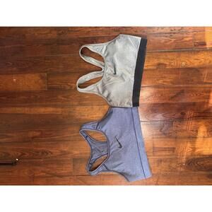 Two (2) Nike Dri-Fit Racerback Grey & Blue Sports Bras - Size M